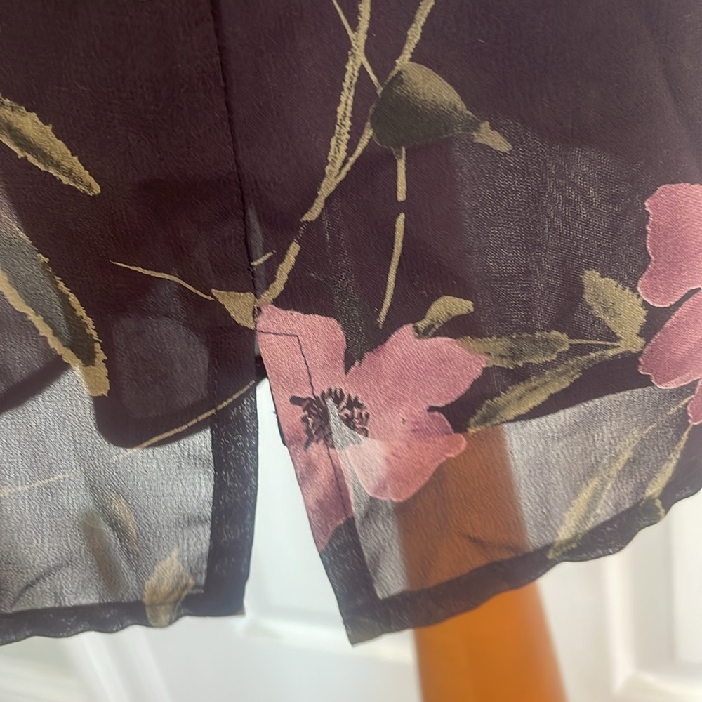 Vintage 90’s Express floral flare mini skirt lined brown pink women’s size 5 6 - Picture 3 of 10